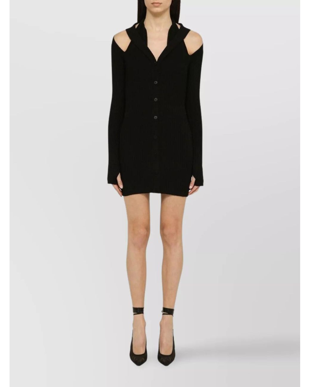 ANDREADAMO Ribbed Cutout Mini Dress in Black | Lyst
