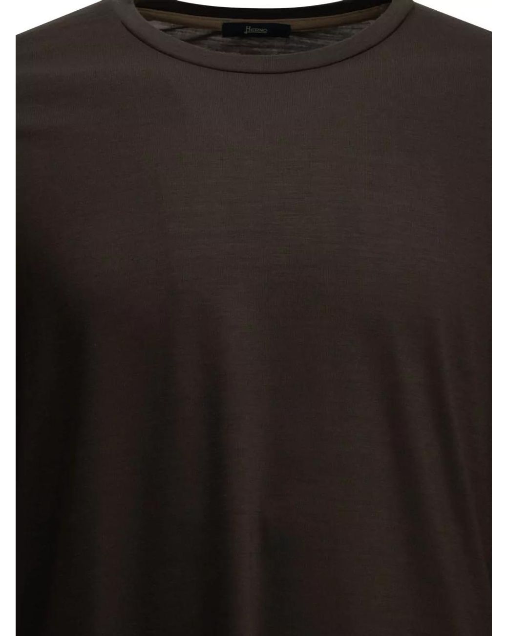 Herno Black Wool Round-Neck T-Shirt for men