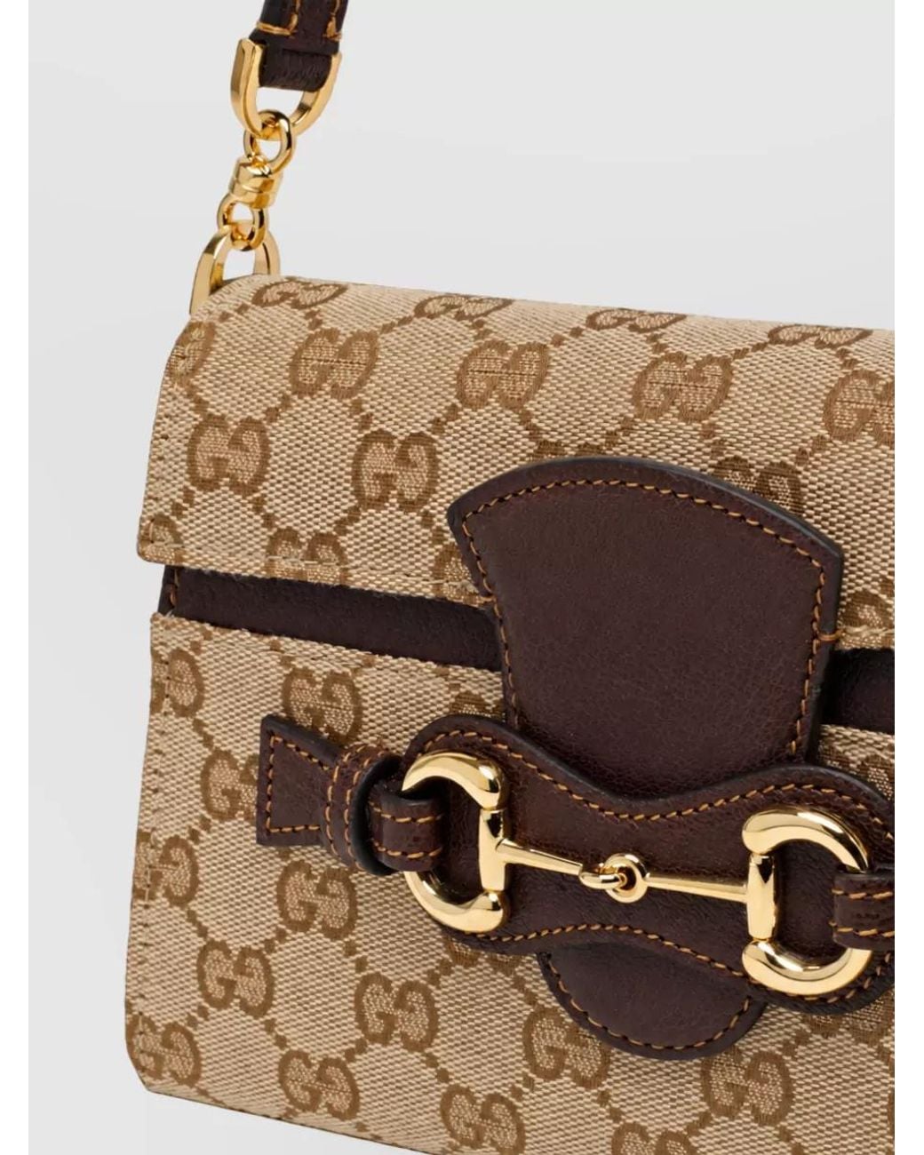 Gucci Brown Small Horsebit Duomo Fabric Clutch Bag