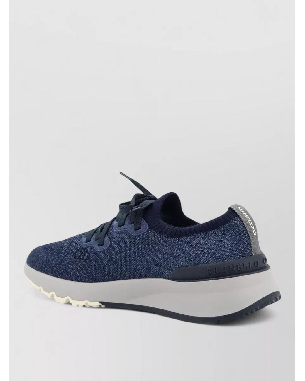 Brunello Cucinelli Blue Cotton Knit Low-Top Sneakers for men