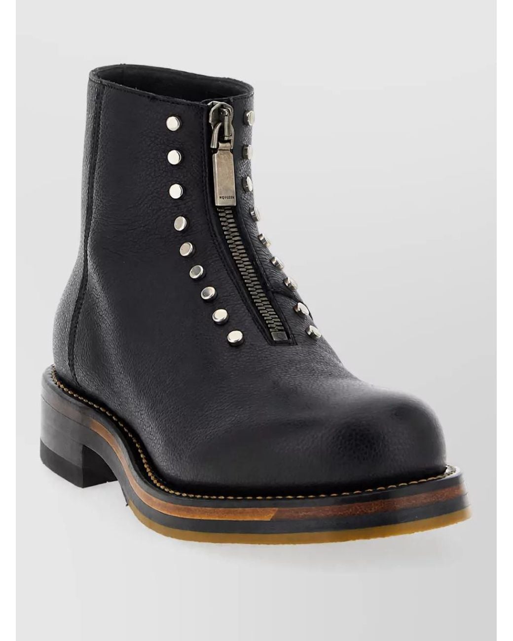 McQueen Black Calfskin Leather Ankle Boots for men
