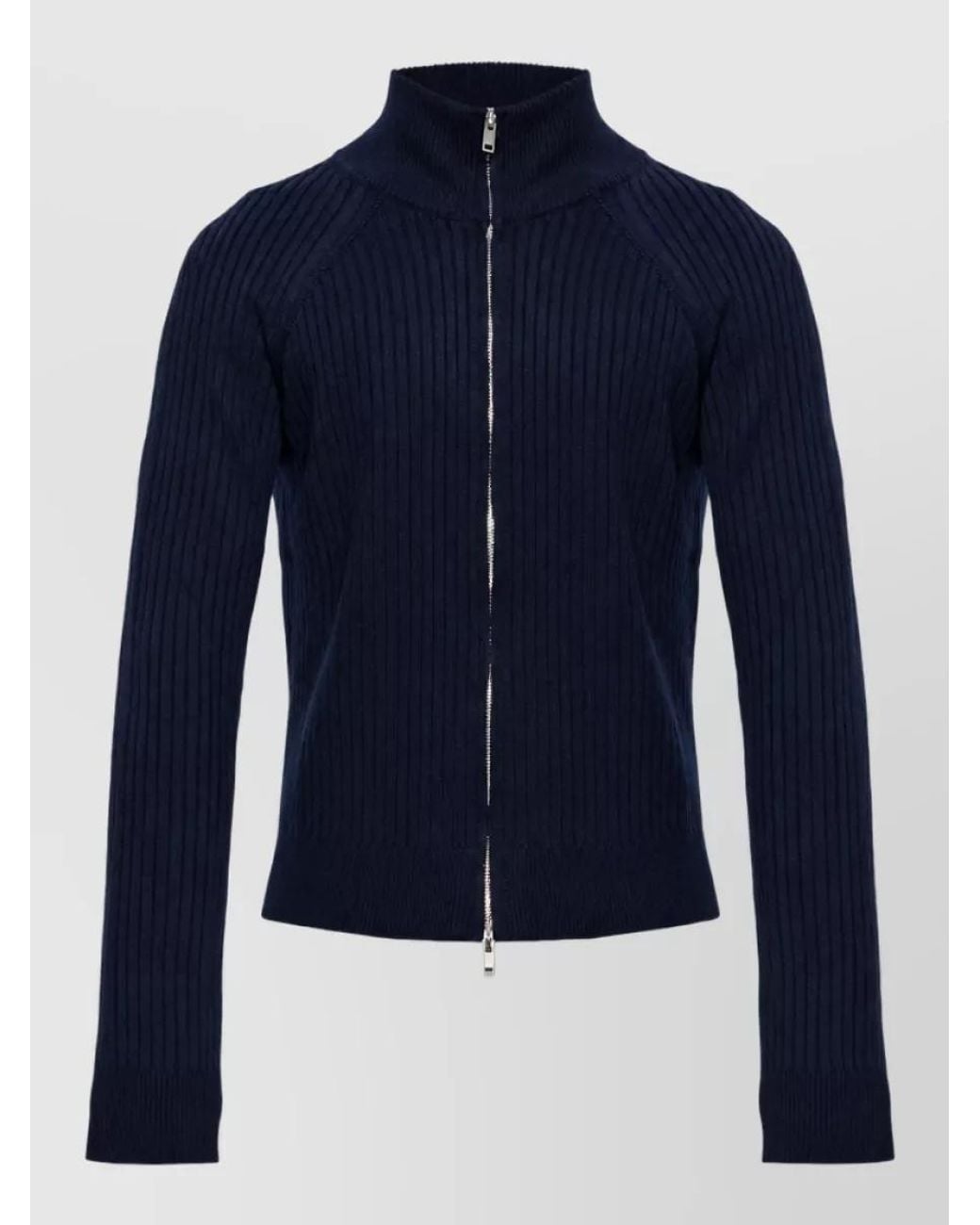 Isabel Marant Blue Wool Ribbed Zip-Up Cardigan for men
