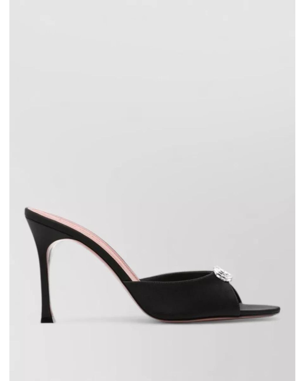 AMINA MUADDI Black Crystal-Embellished Leather Mules