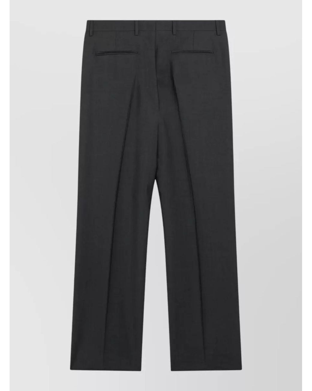 Valentino Gray Wool Pleated Straight-Leg Tailored Trousers for men