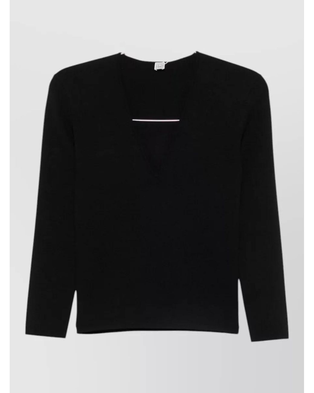 Totême Black Ribbed Slim-Fit V-Neck Knitted Top
