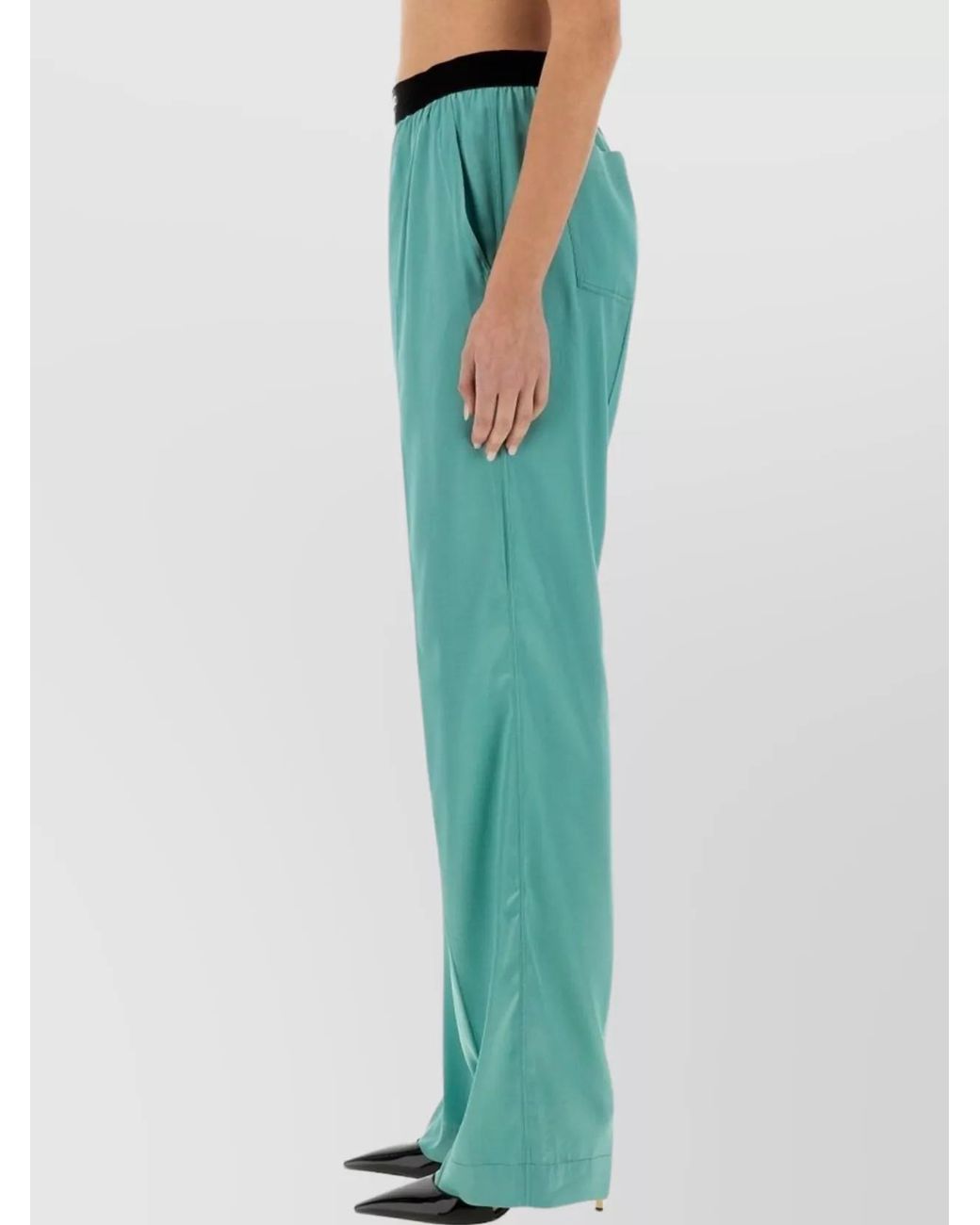 Tom Ford Green Silk Wide-Leg Trousers