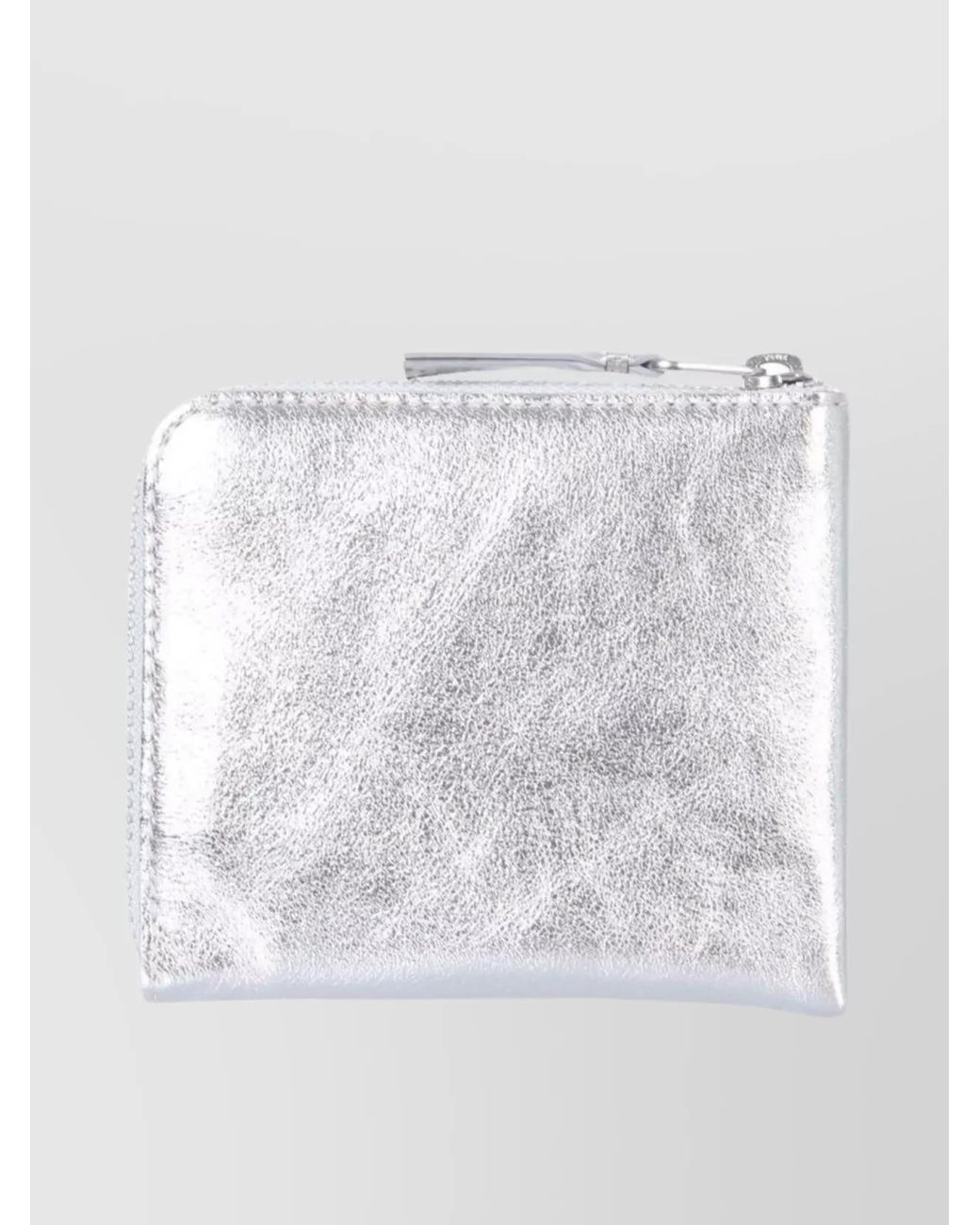 Comme des Garçons White Leather Metallic Zip-Around Compact Wallet