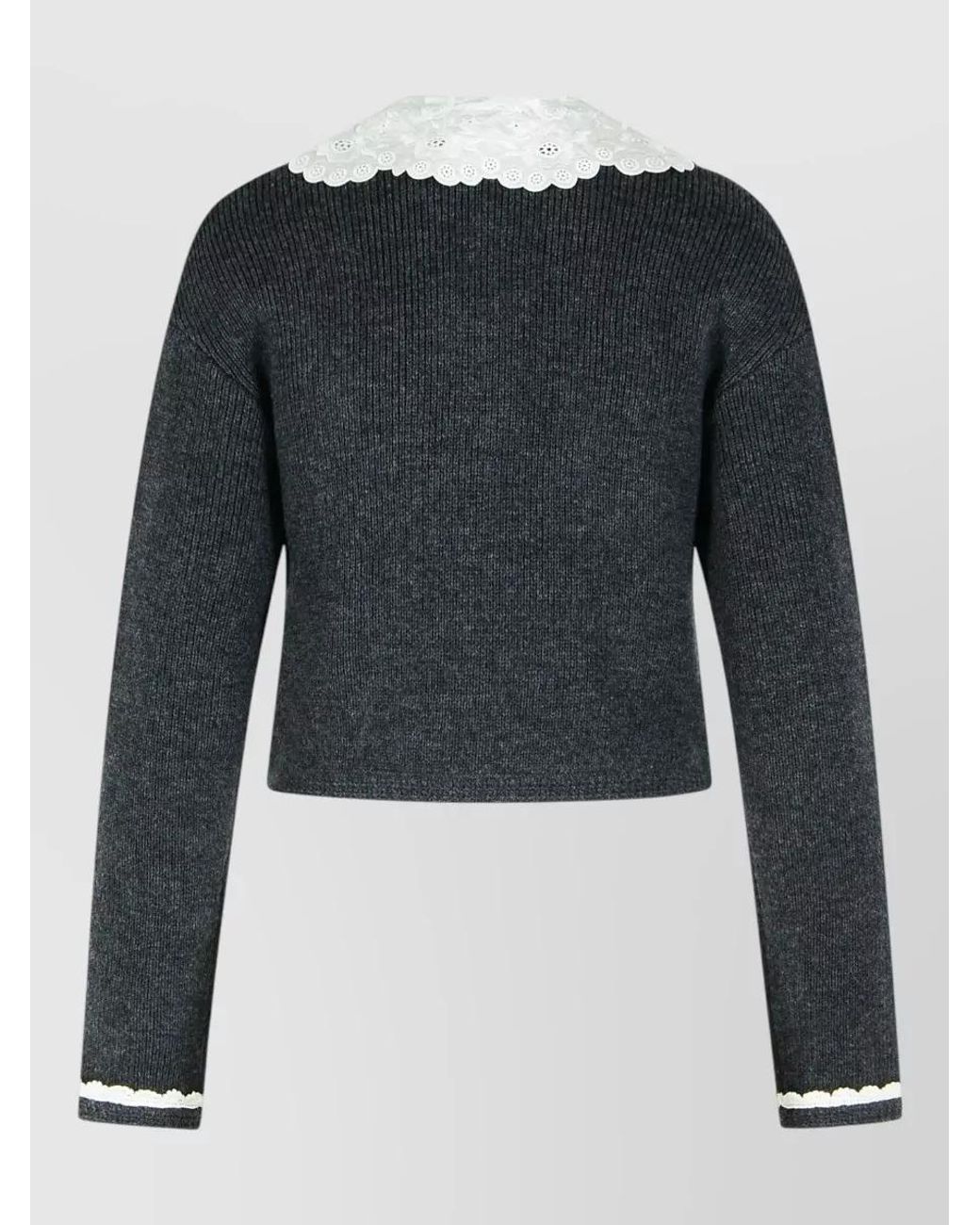 Self-Portrait Black Cashmere-Blend Relaxed-Fit Cropped Cardigan