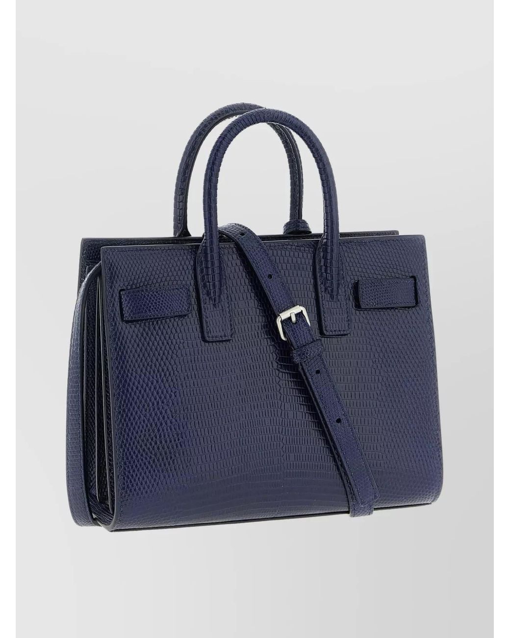 Saint Laurent Blue Sac De Jour Nano Lizard Leather Tote Bag