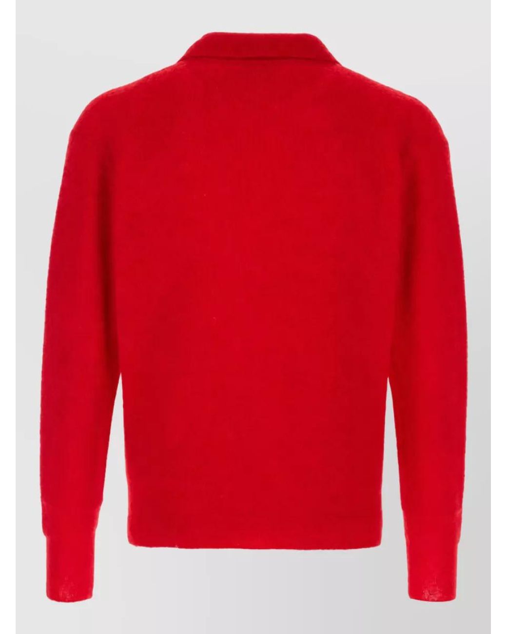 Auralee Red Alpaca Polo Sweater for men