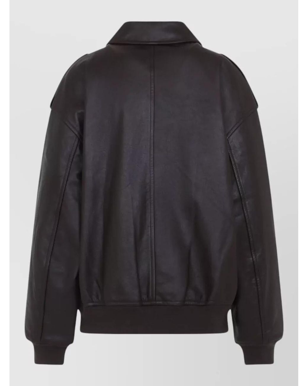 Frankie Shop Black Leather Oversized Bomber Jacket