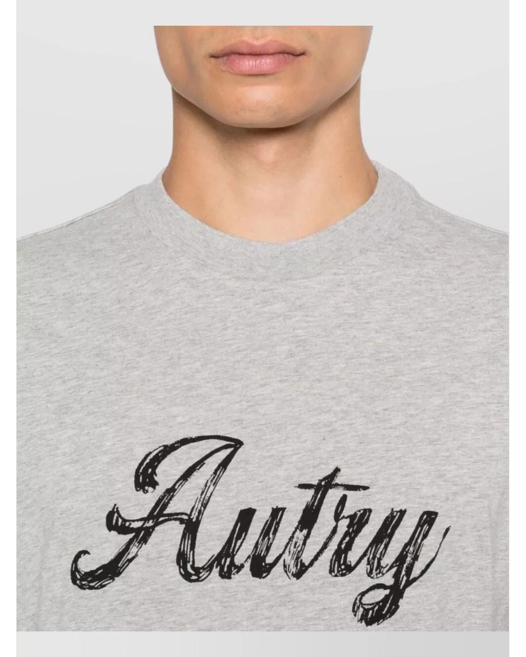 Autry Gray Cotton Crew Neck Short-Sleeve T-Shirt for men