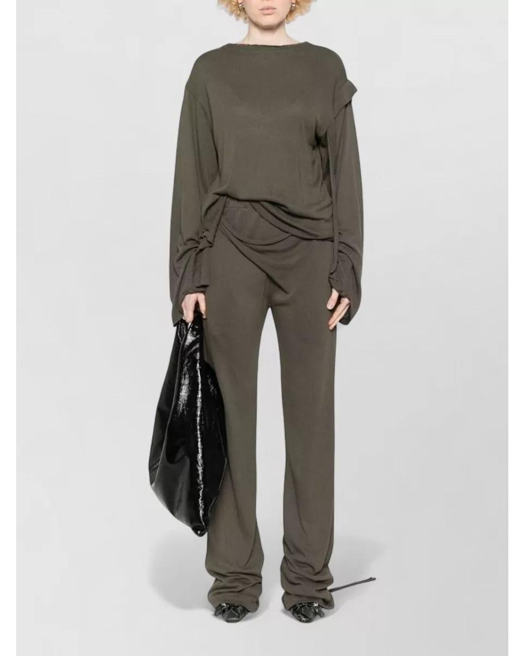 OTTOLINGER Gray Linen Blend Wrap Wide-Leg Trousers