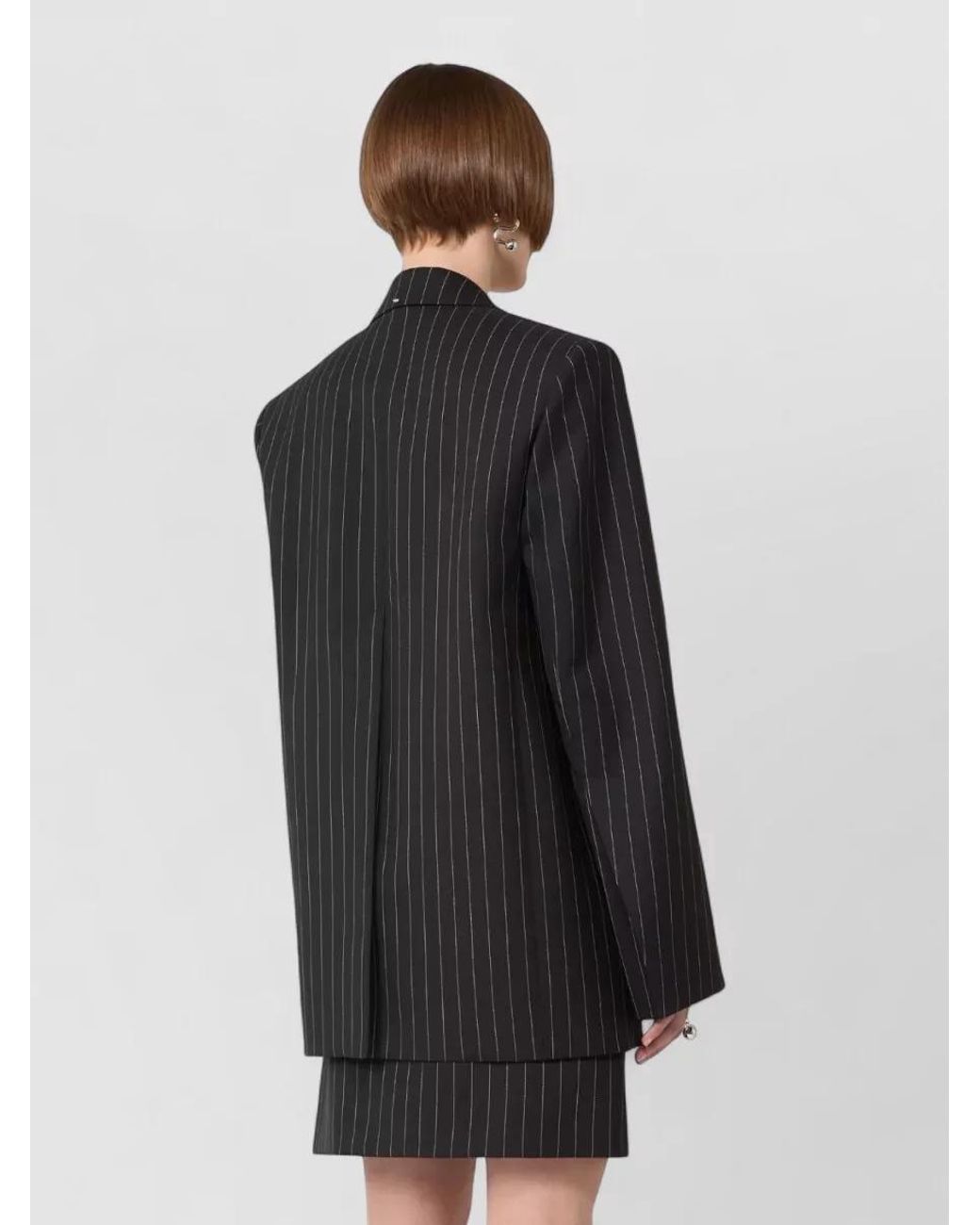 Sportmax Black Pinstripe Double Breasted Wool Blend Blazer