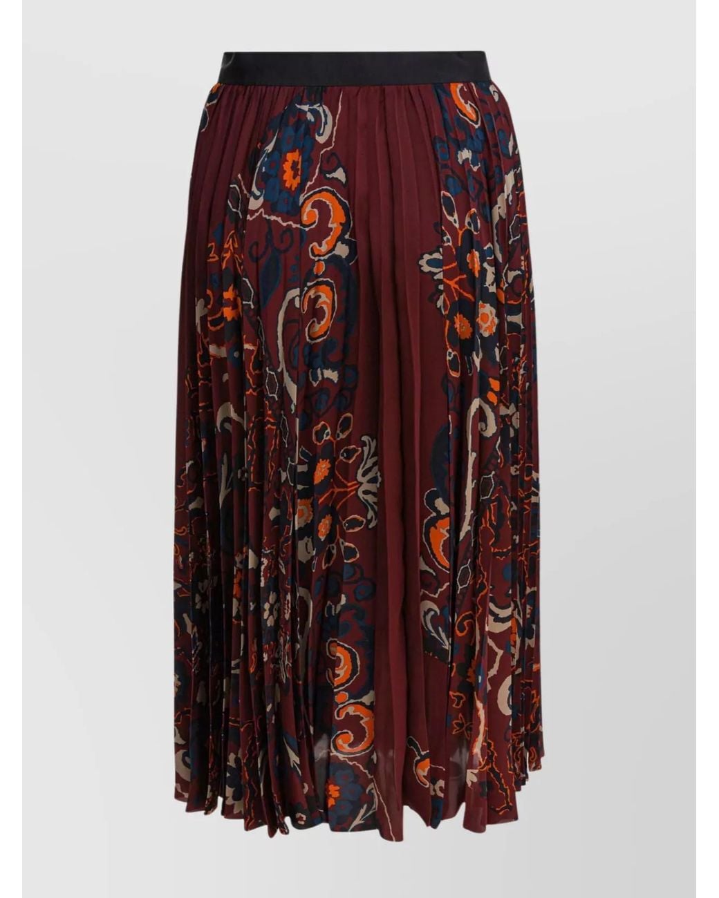 Sacai Purple Floral-Print Pleated Skirt