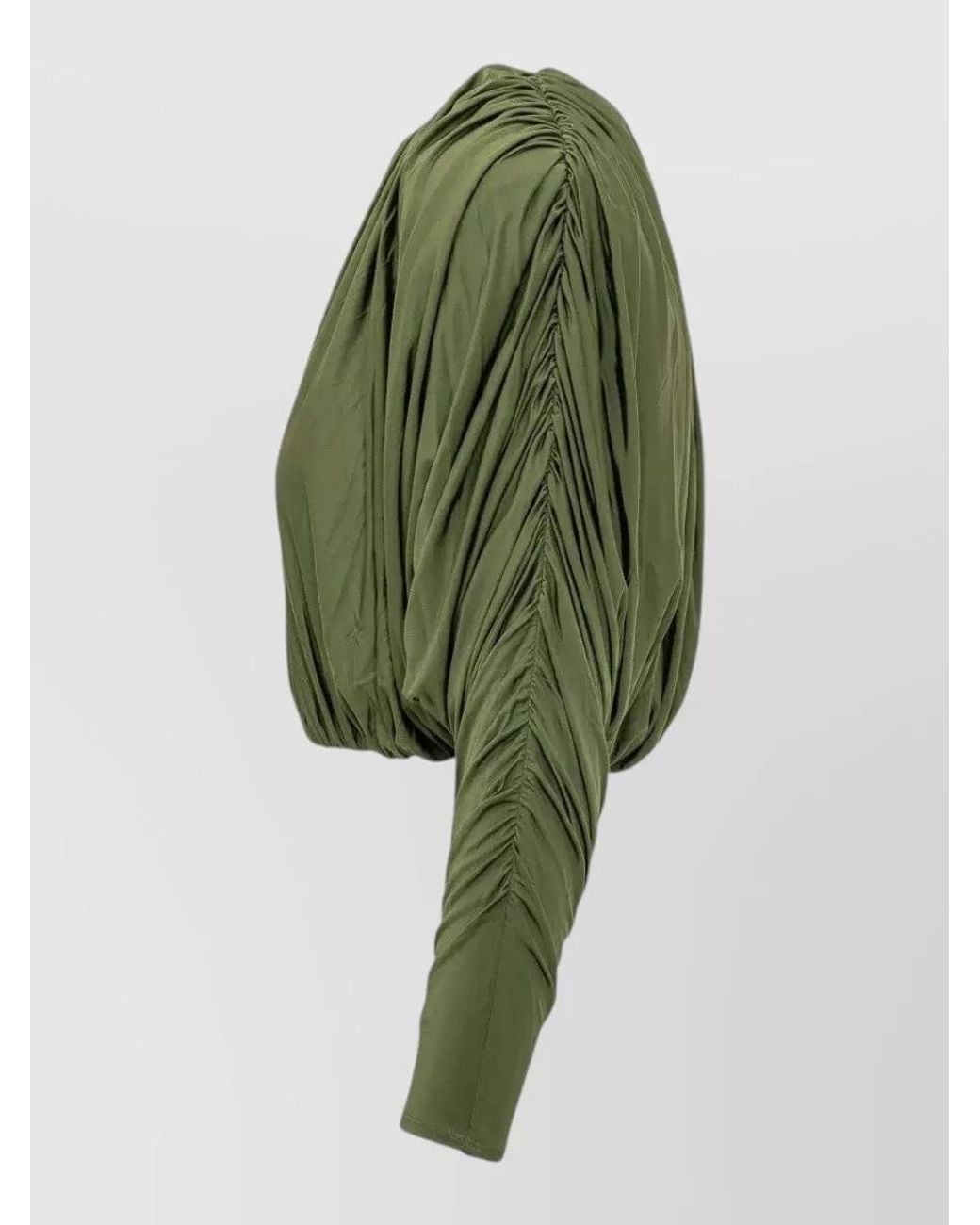 Self-Portrait Green Draped Cropped Blouse