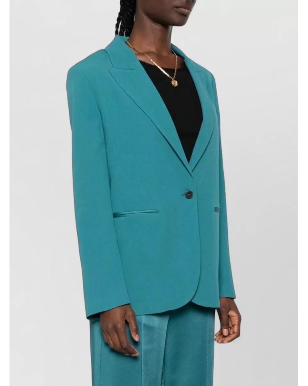 Forte_forte Blue Crepe Single-Breasted Blazer Jacket