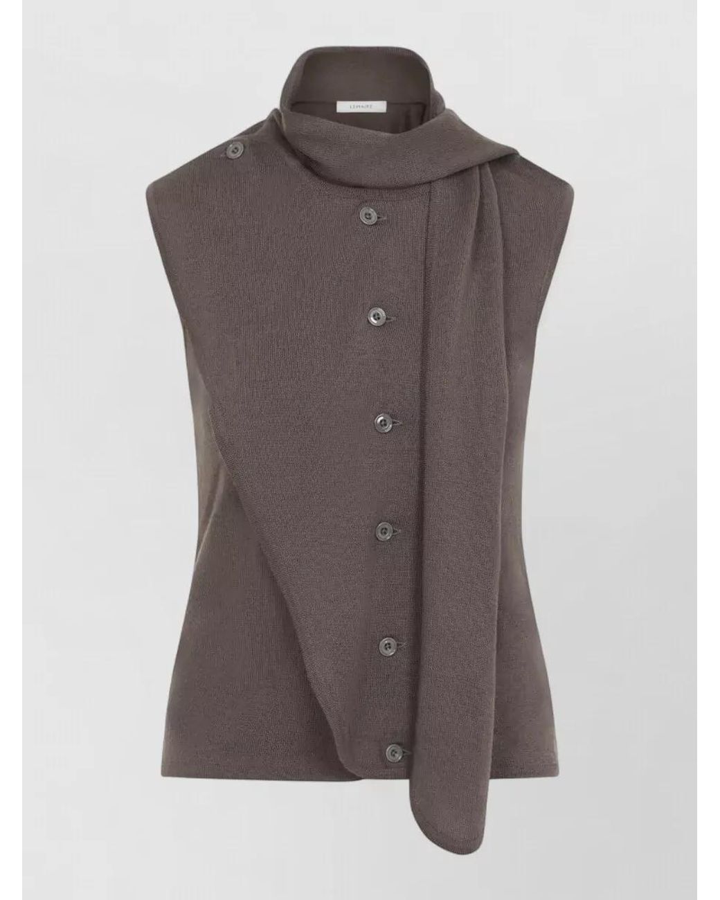Lemaire Brown Asymmetric Sleeveless Fine-Knit Vest