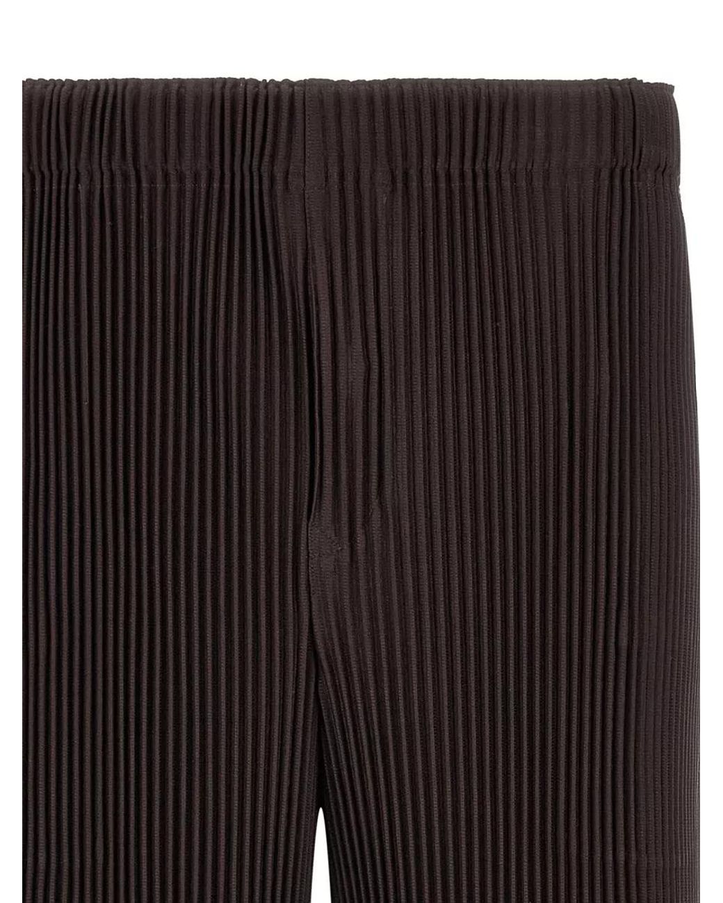 Homme Plissé Issey Miyake Black Ribbed Straight-Leg Bermuda Shorts for men