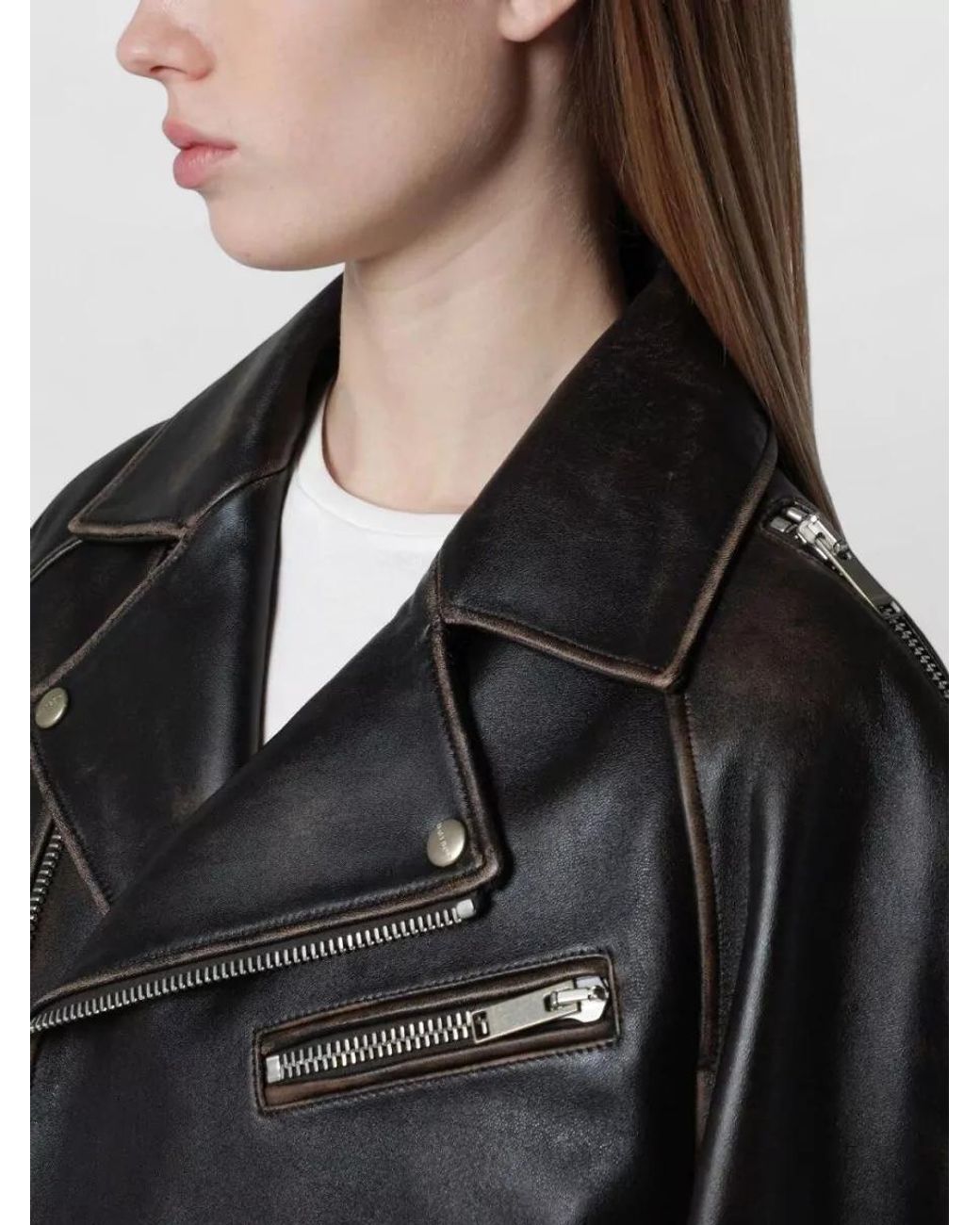Halfboy Multicolor Leather Oversized Biker Jacket