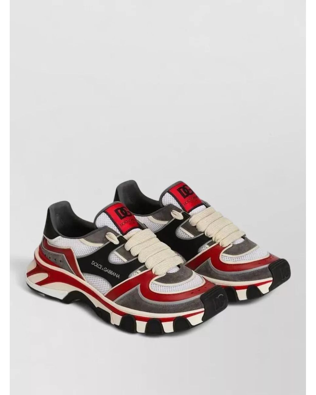 Dolce & Gabbana Multicolor Leather Mesh-Panel Low-Top Sneakers for men