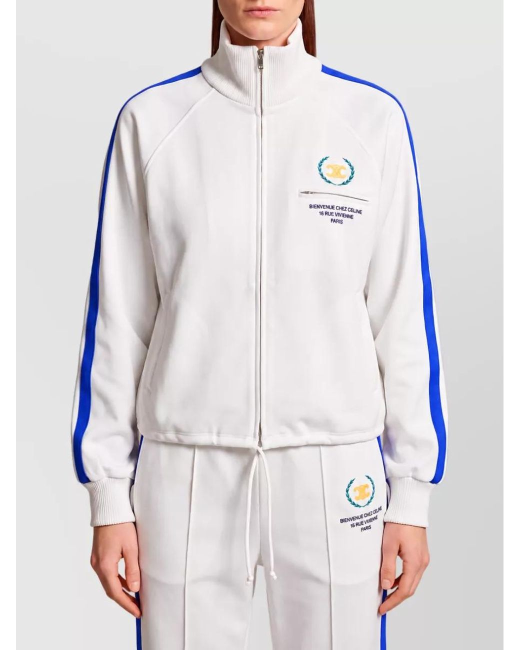 Céline Blue Polyester High-Neck Zip-Up Tracksuit Jacket