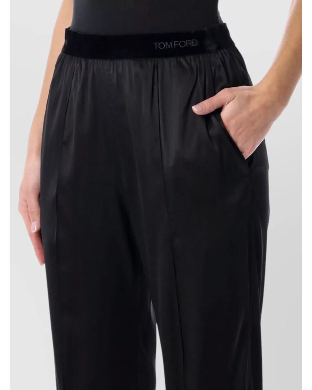 Tom Ford Black Silk Satin Relaxed-Fit Wide-Leg Trousers