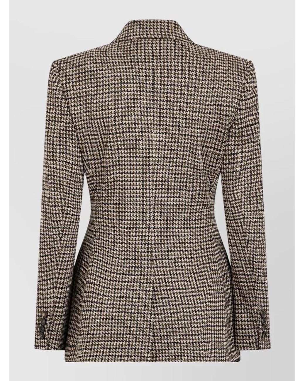 Max Mara Brown Double-Breasted Pied De Poule Tailored Blazer