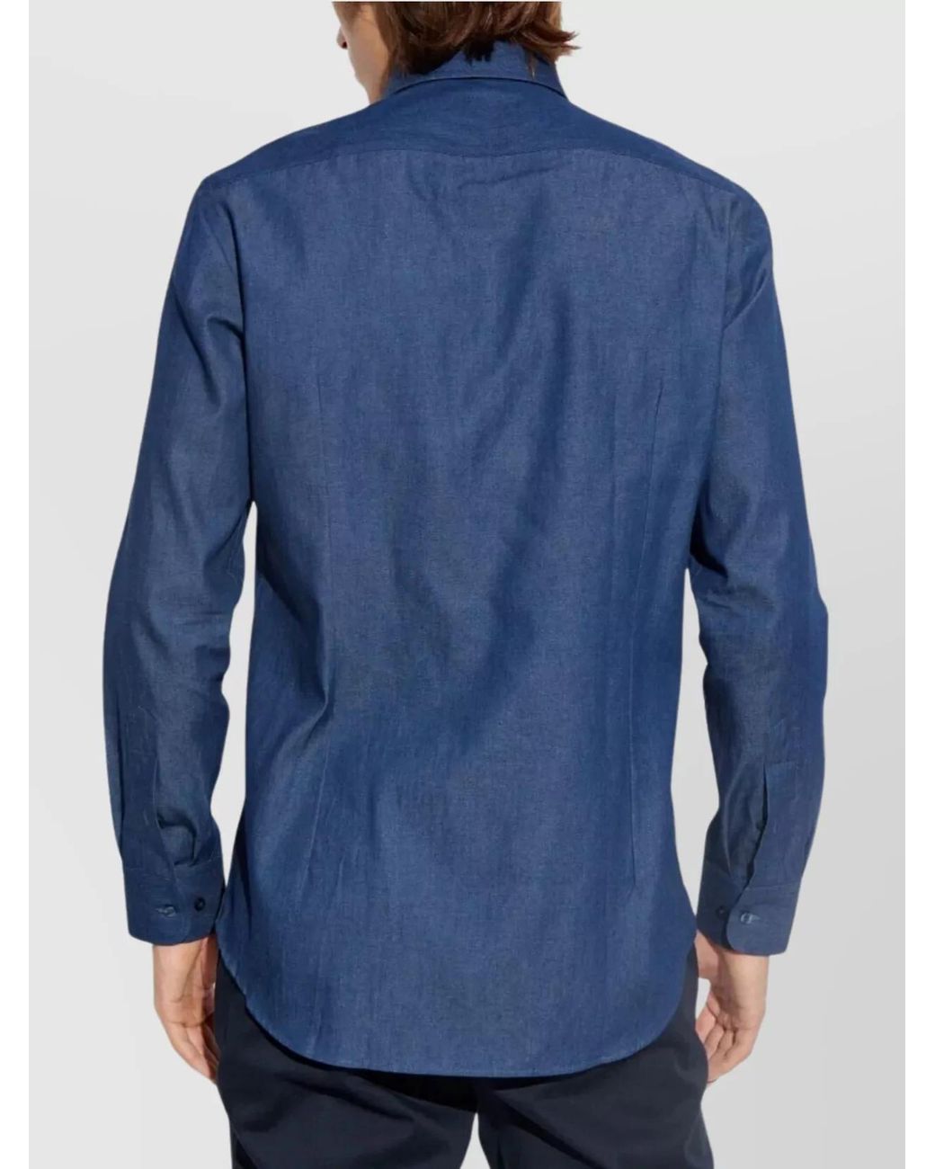 Etro Blue Embroidered Logo Cotton Shirt for men