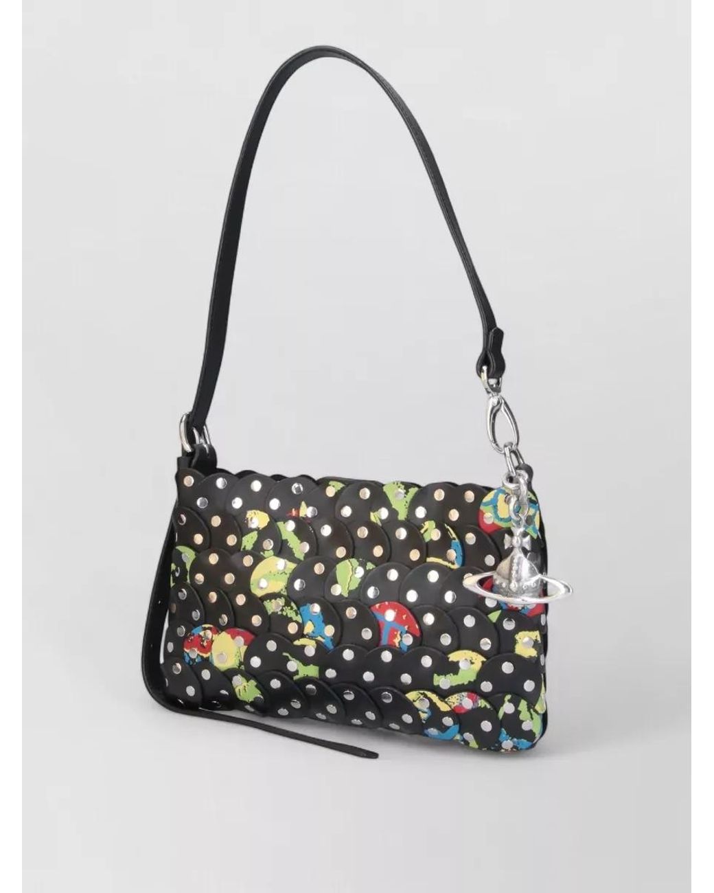 Vivienne Westwood White Studded Shoulder Strap Crossbody Bag Metal Detail