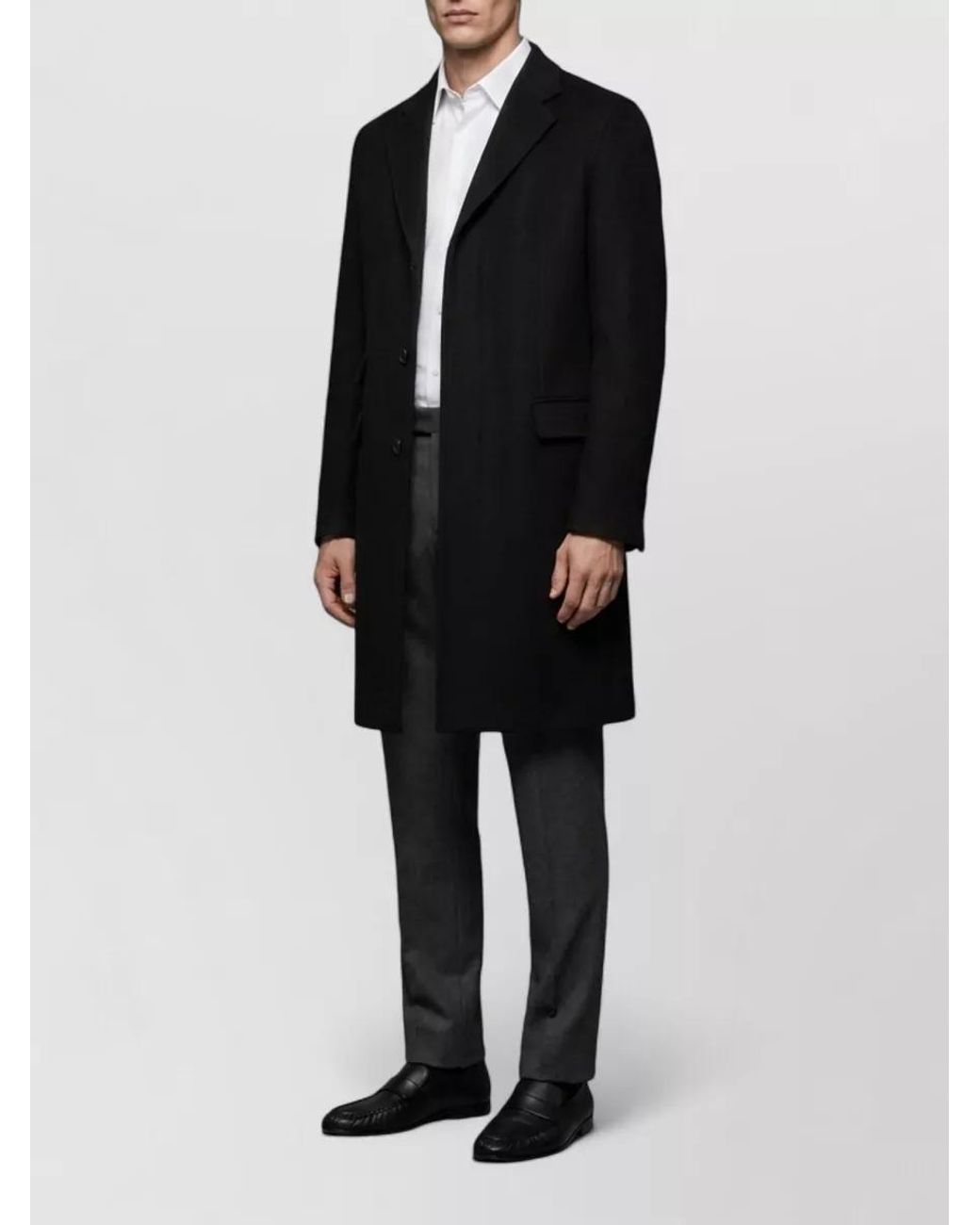 The Row Black Wool Single-Breasted Coat for men