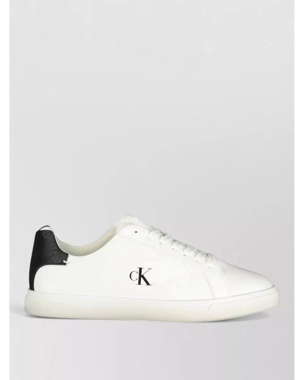 Calvin Klein White Leather Lace-Up Sneakers