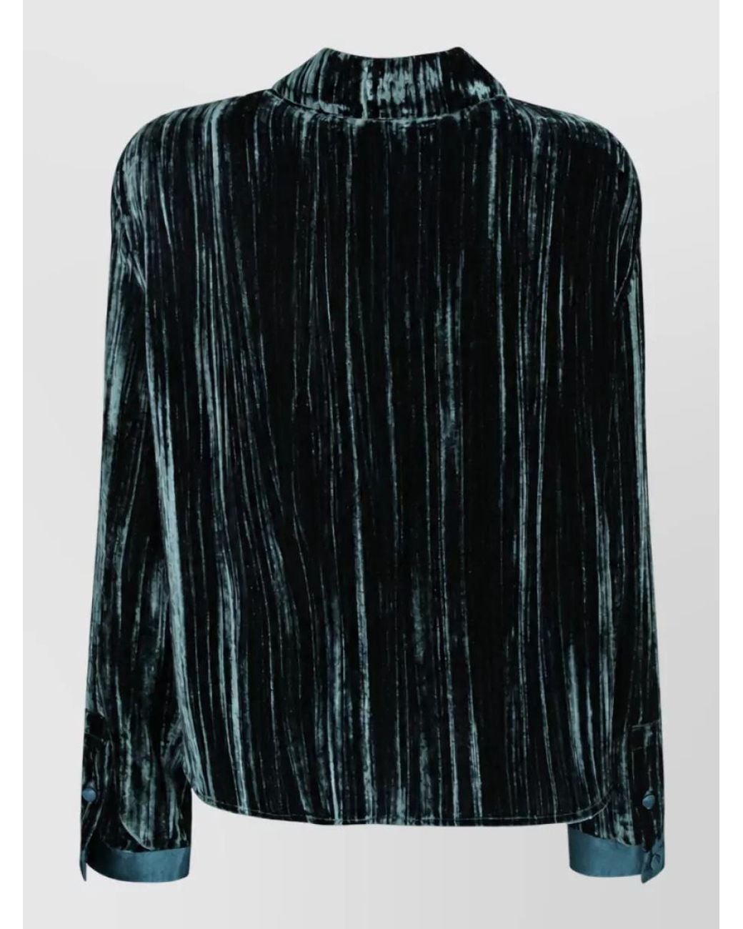 Emporio Armani Black Pleated Velvet Long-Sleeve Shirt
