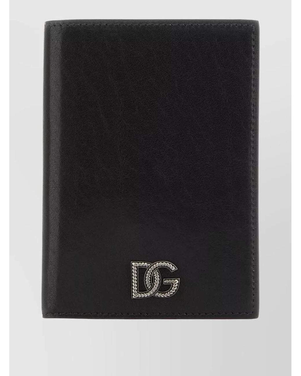 Dolce & Gabbana Black Calf Leather Passport Holder for men