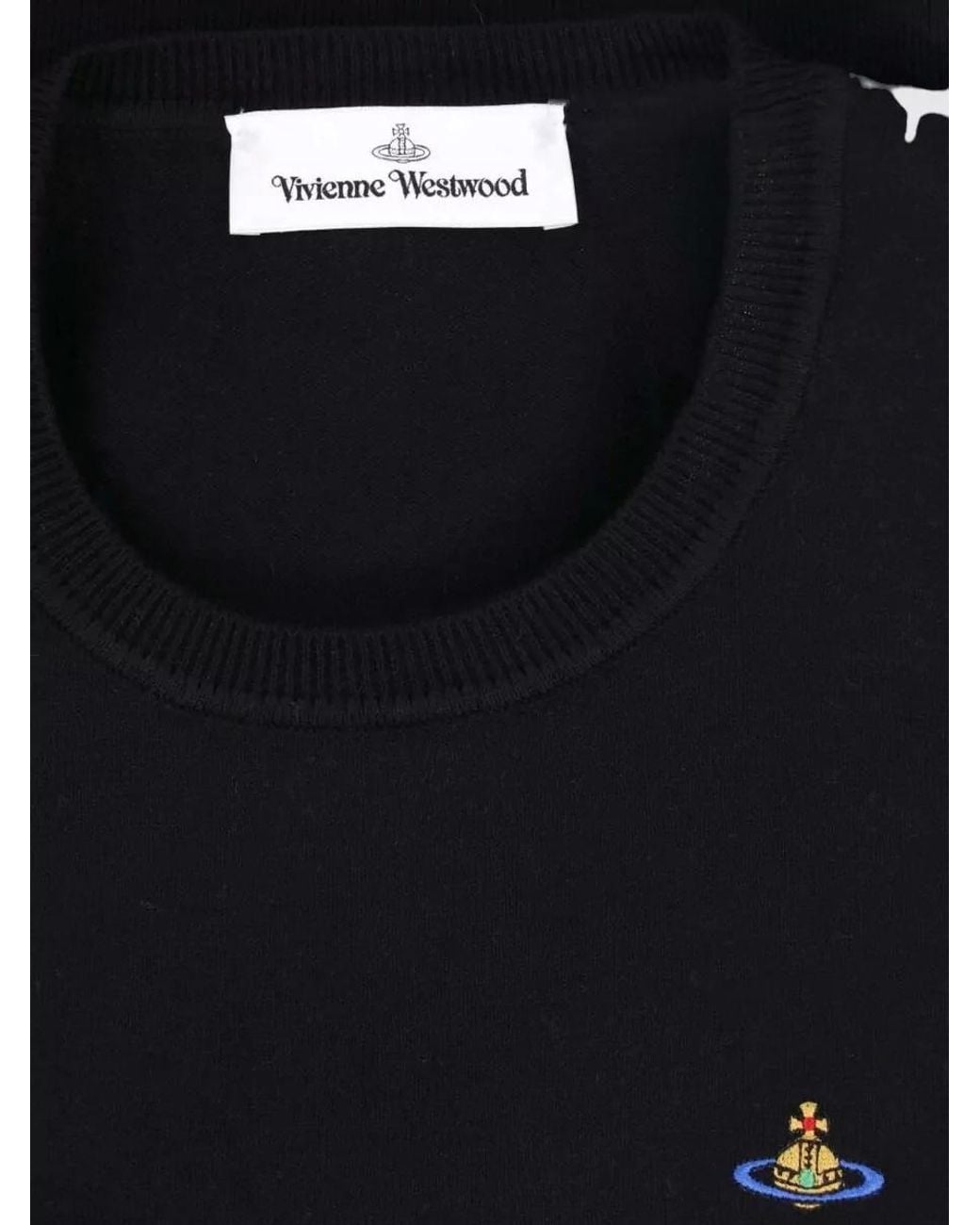 Vivienne Westwood Black Cashmere-Blend Ribbed-Hem Short-Sleeve Knitted Top