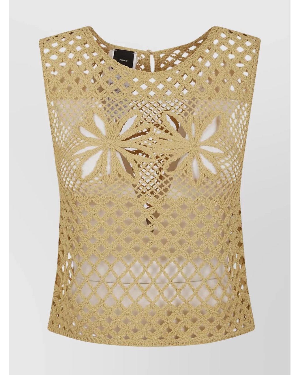 Pinko Natural Crochet-Knit Sleeveless Top