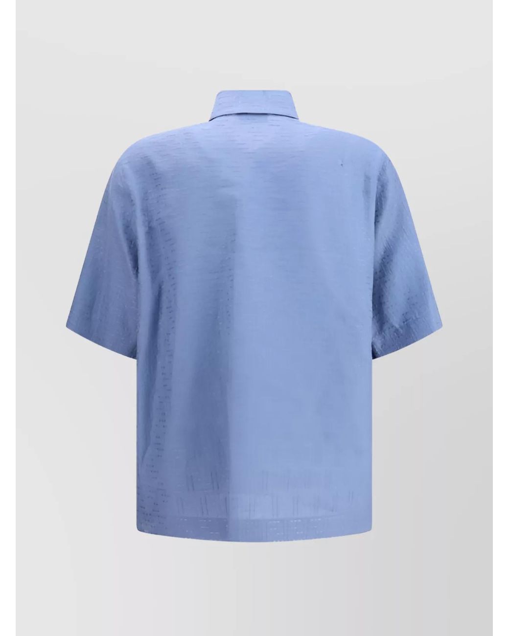 Fendi Blue Linen Blend Oversized Short-Sleeve Shirt for men
