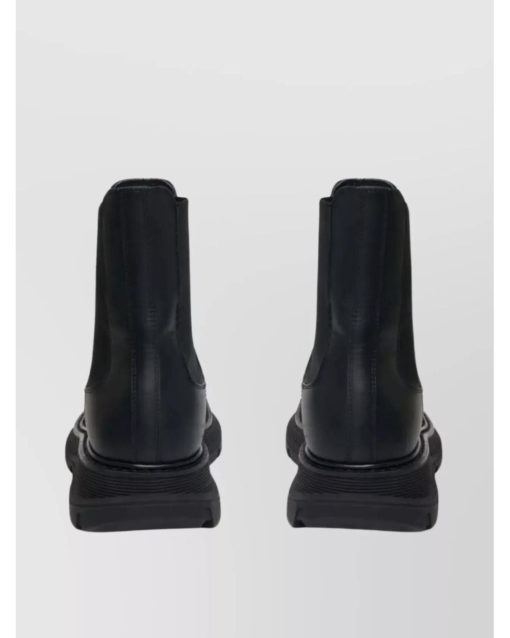 McQueen Black Calfskin Chelsea Boots With Rubber Lug Sole for men