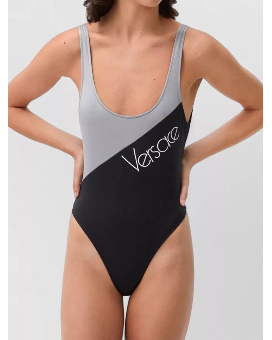 Versace Multicolor Logo-Embroidered One-Piece Swimsuit