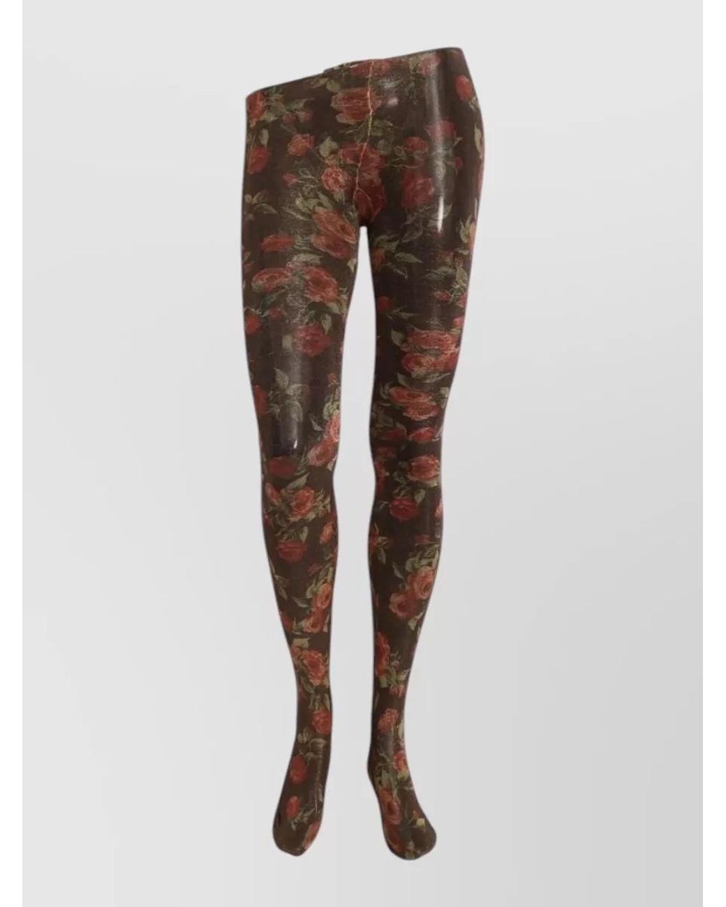 Dolce & Gabbana Red Floral-Print Nylon Tights