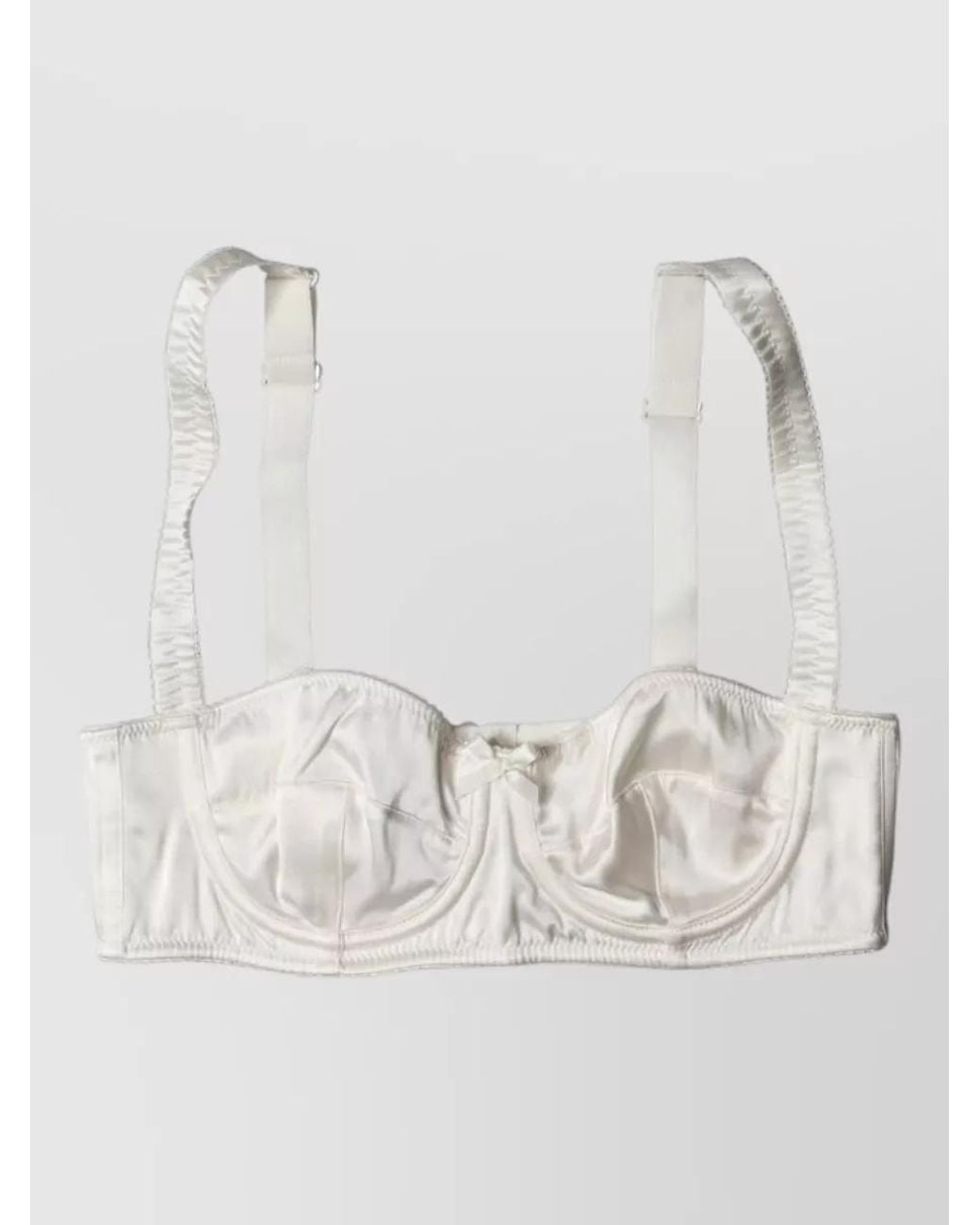 Dolce & Gabbana White Silk Satin Underwire Bra