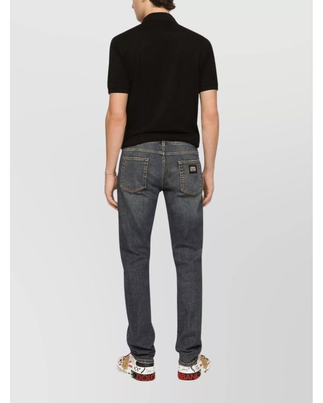 Dolce & Gabbana Black Cotton Piqué Short-Sleeve Polo Shirt for men