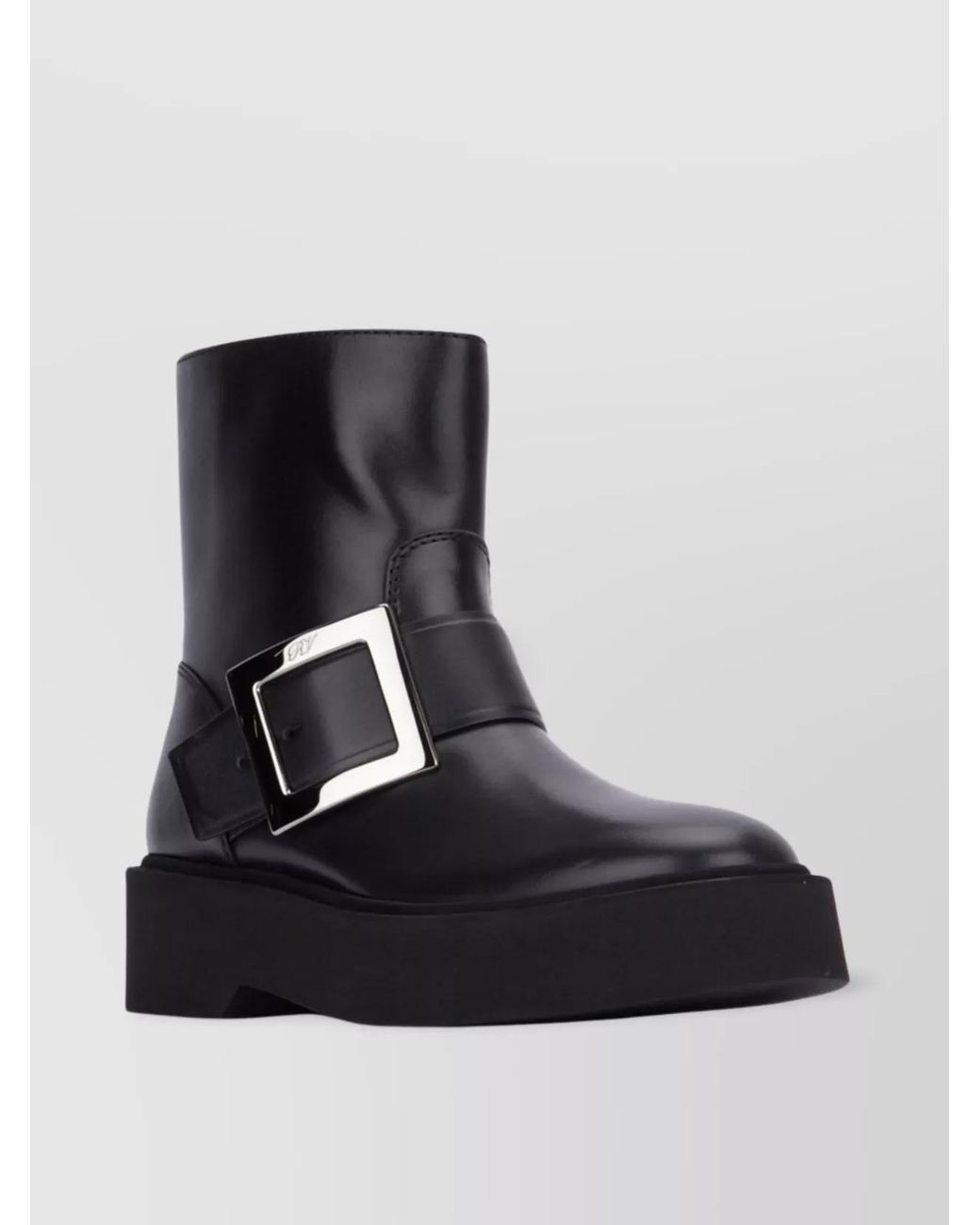 Roger Vivier Black Leather Biker Ankle Boots