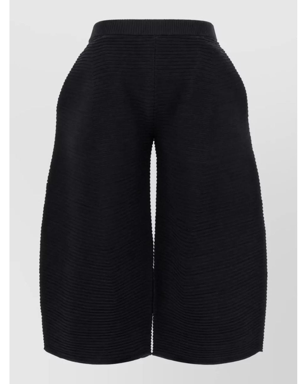 Issey Miyake Blue Ribbed Cropped Wide-Leg Trousers