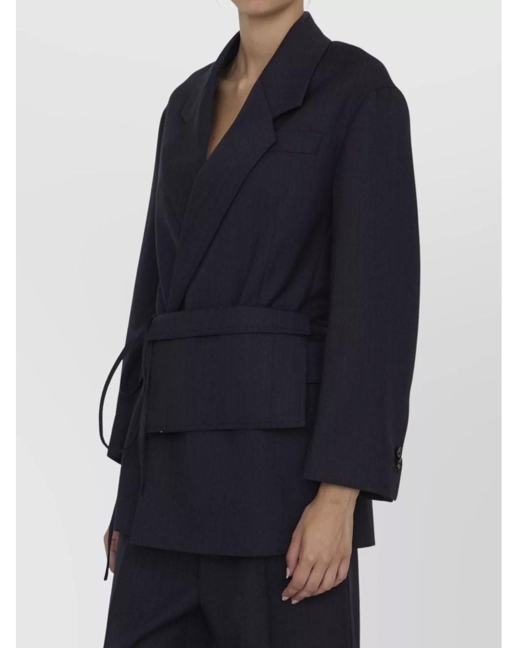 Bottega Veneta Blue Wool Oversized Double-Breasted Blazer