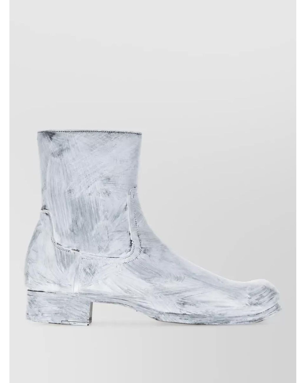Maison Margiela White Printed Leather Ankle Boots for men