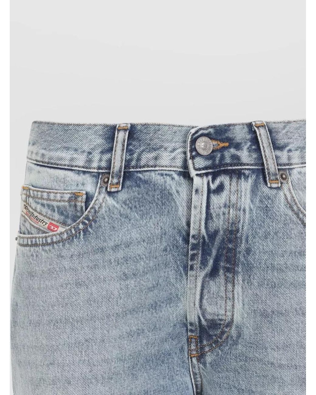 DIESEL Blue Denim High-Rise Straight-Leg Jeans