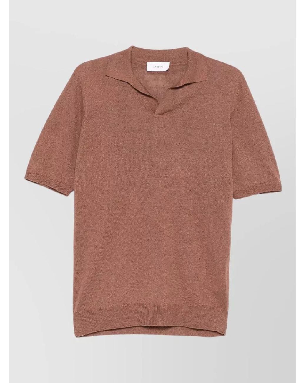 Lardini Pink Ribbed Short-Sleeve Polo Shirt for men