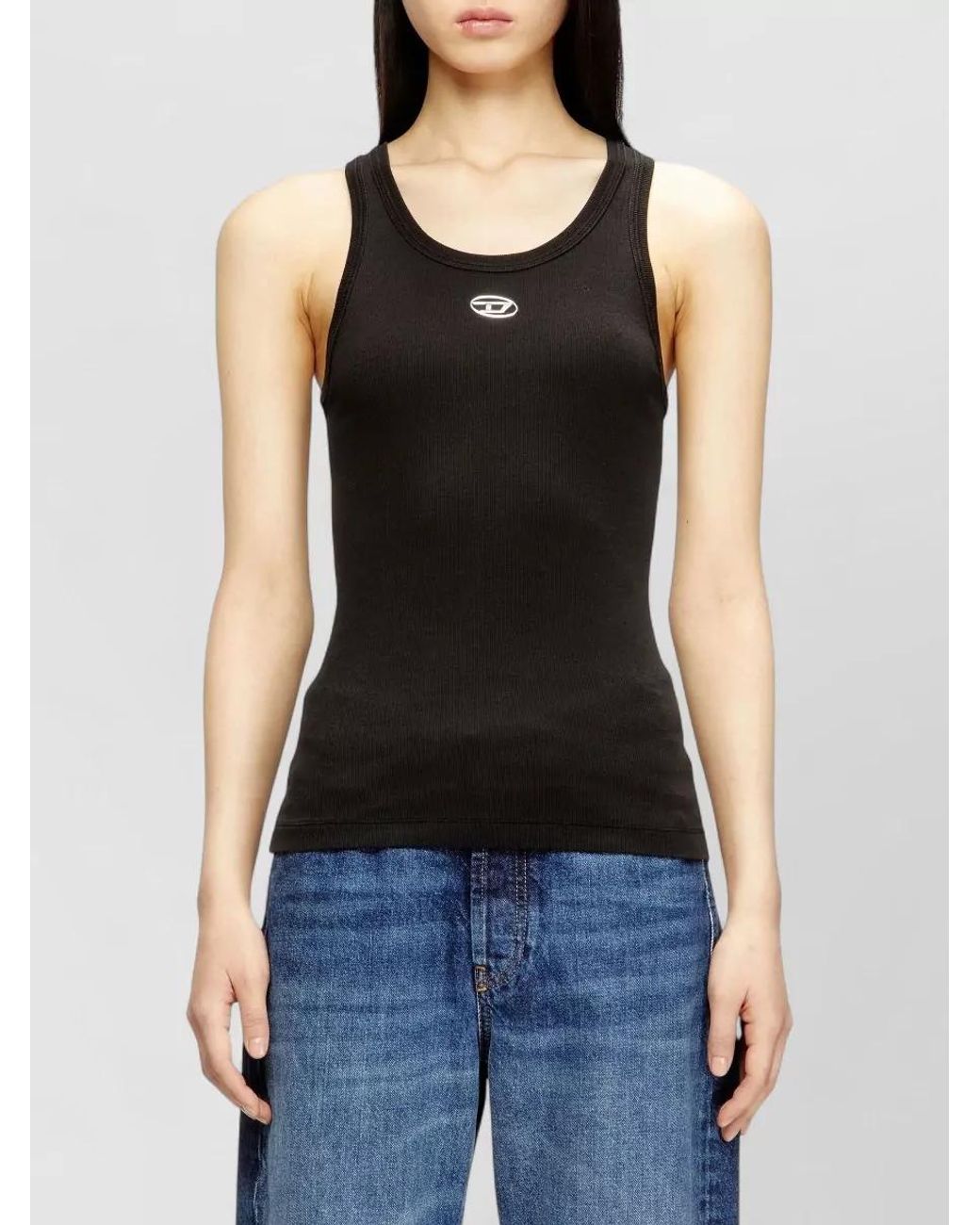 DIESEL Black Ribbed Slim-Fit Sleeveless Tank Top