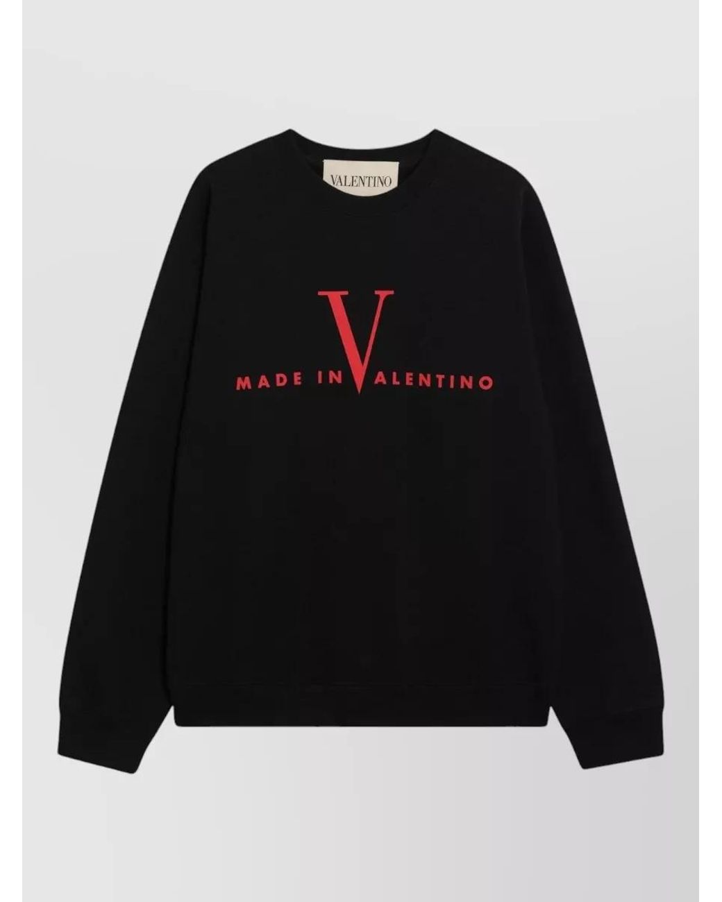 Valentino Black Cotton Logo Print Crewneck Sweatshirt for men